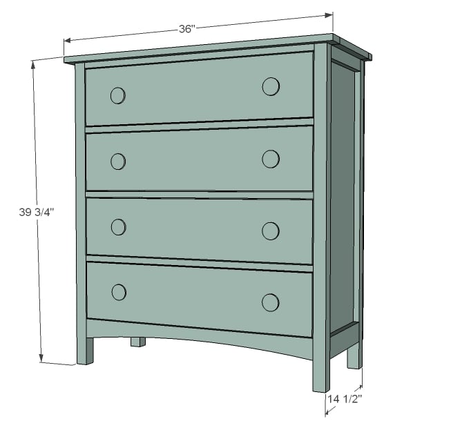 4 Drawer Simple Dresser – Narrow Depth - Image 1