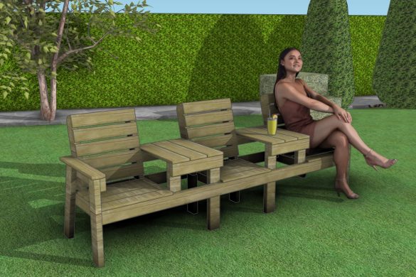 TRIPLE CHAIR BENCH WITH TABLE PLANS - Image 1