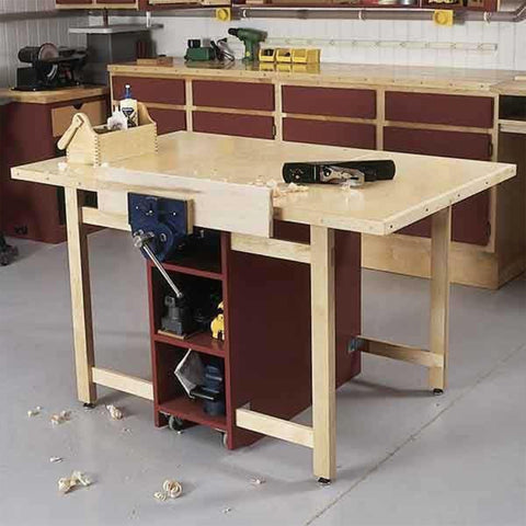 Downloadable Woodworking Project Plan to Build Drop-Leaf Workbench woodworking plan