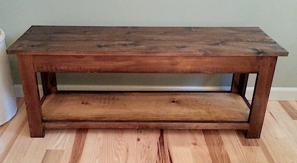 Pine Board Flip Top Storage Bench woodworking plan