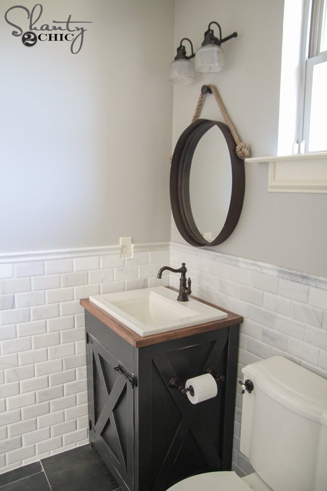 DIY Farmhouse Bathroom Vanity woodworking plan