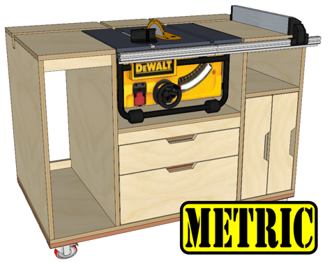 Table Saw Mobile Workstation – Metric Build Plans | Woodworking Plans, Table Saw Workbench, Workshop Cabinets woodworking plan