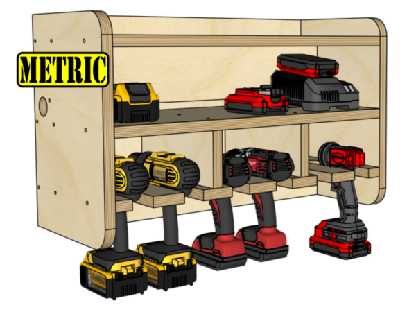 6 Slot Power Tool Charging Station – Metric Build Plans and CNC Files - Image 1