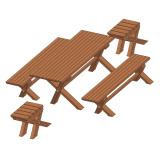 Backyard table and bench set plan woodworking plan