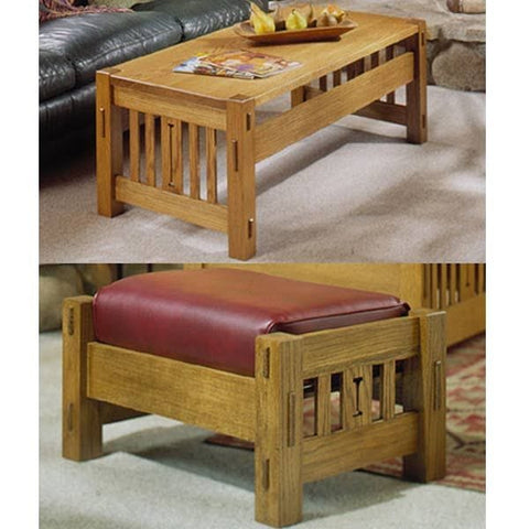 Woodworking Project Paper Plan to Build Arts and Crafts Coffee Table and Ottoman - Image 1