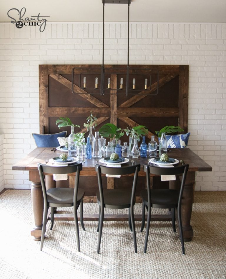 DIY Turned Leg Farmhouse Dining Table - Image 1
