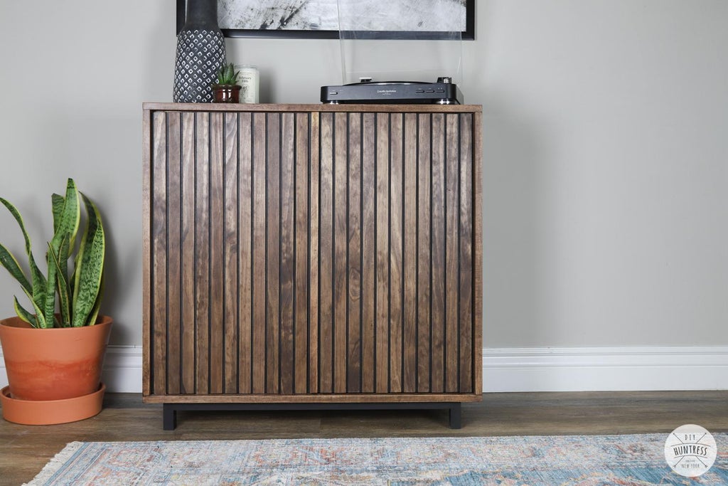 DIY Slat Wood Cabinet woodworking plan