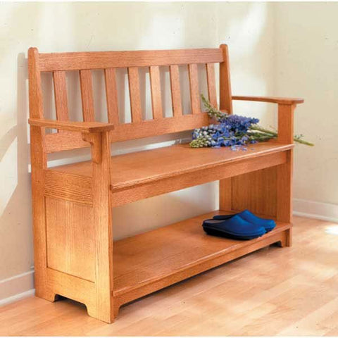 Woodworking Project Paper Plan to Build Sit-a-Spell Hall Bench - Image 1