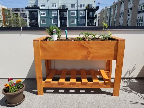 Raised Planter Box with Bottom Shelf - Image 1