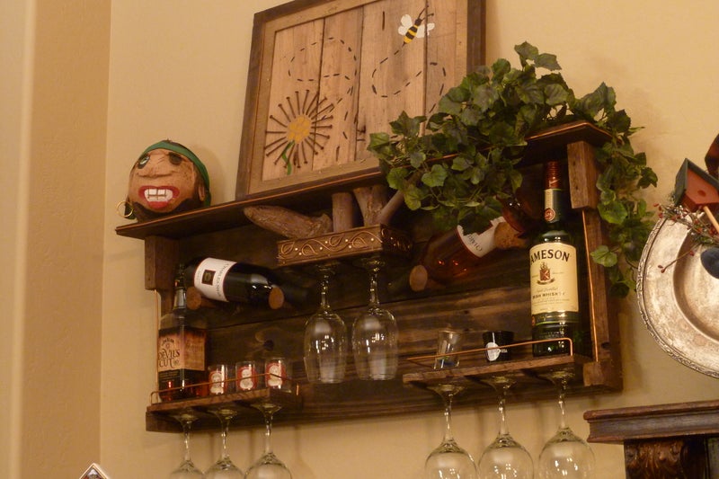 Pallet Wood Wine Rack and Liquor Shelf - Image 1