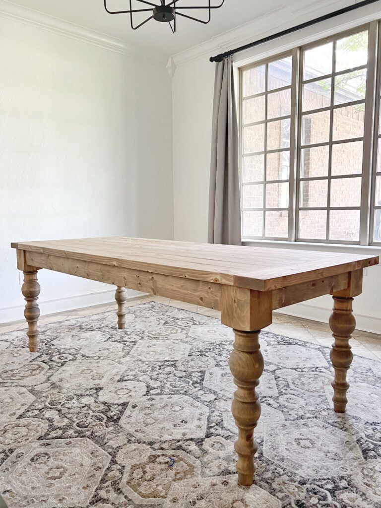 DIY Modern Farmhouse Turned Leg Dining Table woodworking plan