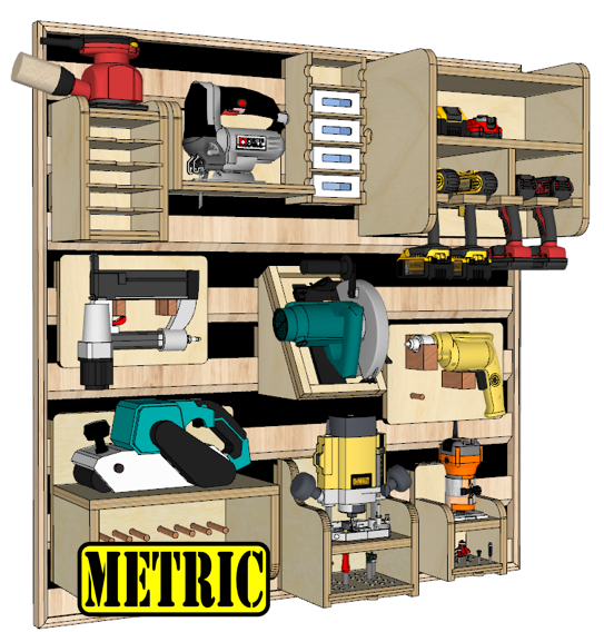 French Cleat Power Tool Organizers Metric Build Plans / Charging Station / Woodworking Plans woodworking plan