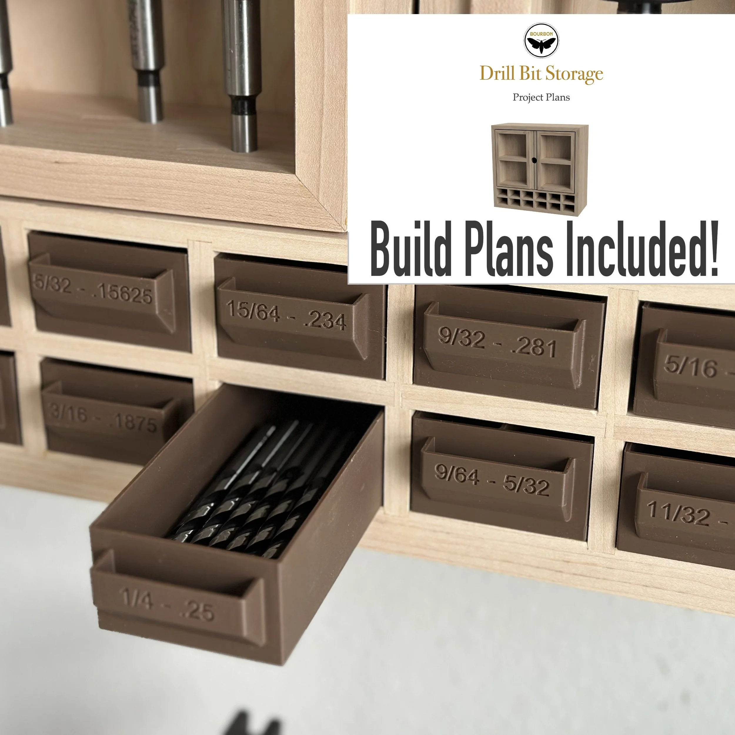 Drill Bit Storage Drawers (Set of 12) + Digital Build Plans - Image 1