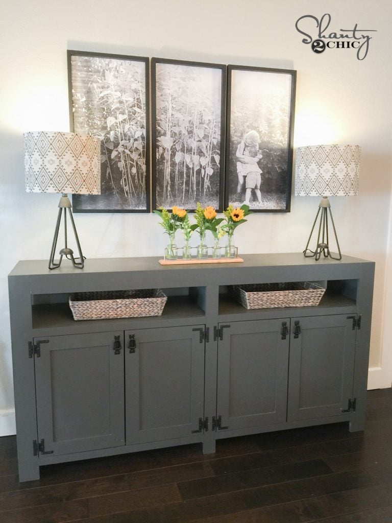 DIY Modern Farmhouse Media Console Table woodworking plan