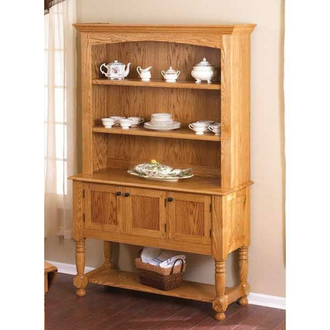 Woodworking Project Paper Plan to Build Classic Country Oak Hutch - Image 1