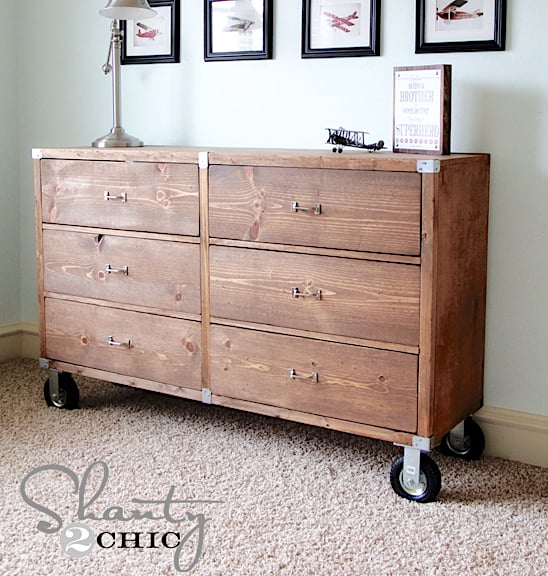 Rolling Rustic Wood Dresser woodworking plan