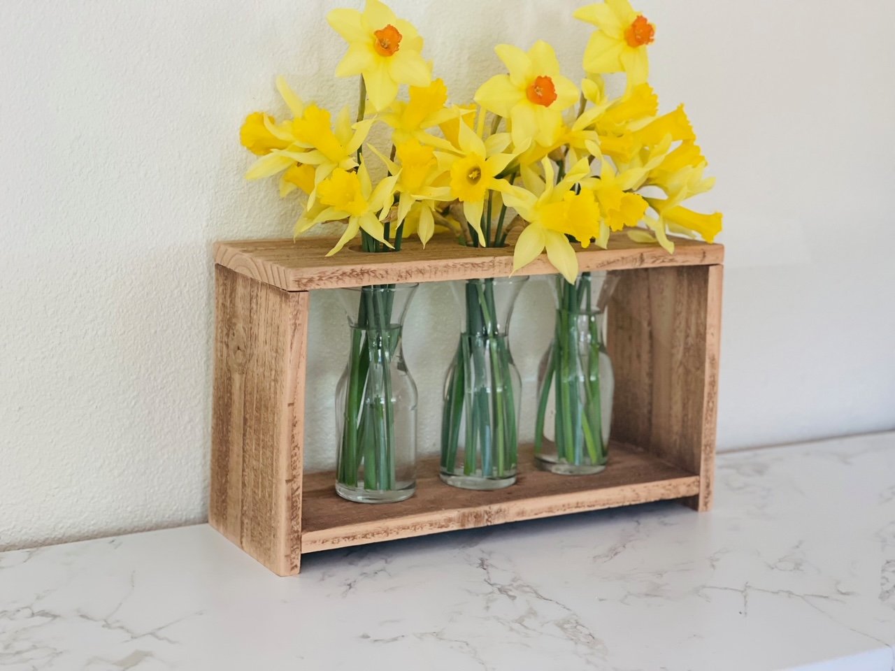 Floral Centerpiece using Fence Pickets and Dollar Store Bud Vases - Image 1