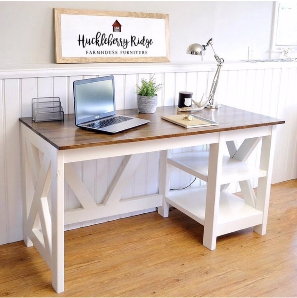 Farmhouse X Desk woodworking plan