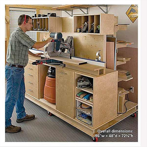 Woodworking Project Paper Plan to Build Crosscut Station and Lumber Rack - Image 1