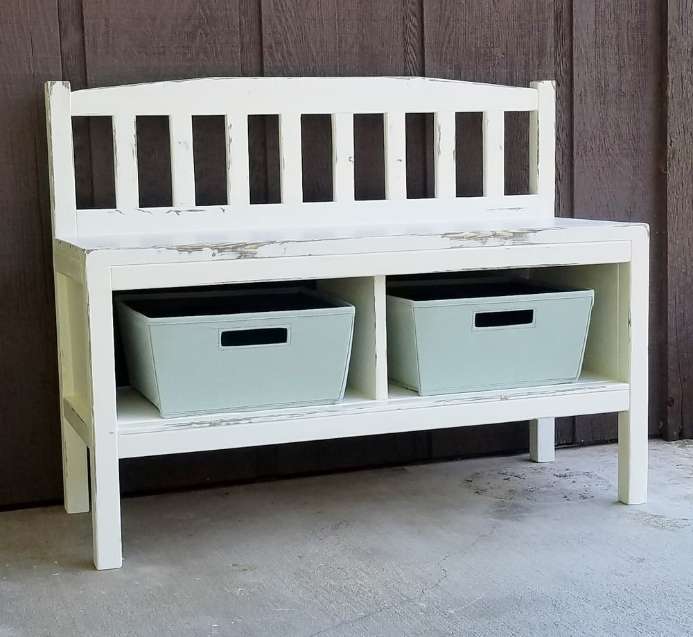 Cottage Bench with Storage Cubbies woodworking plan