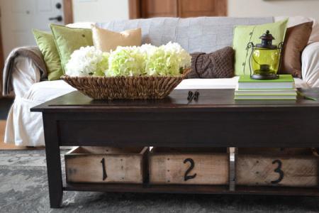 Coffee Table with Inset Top Storage woodworking plan