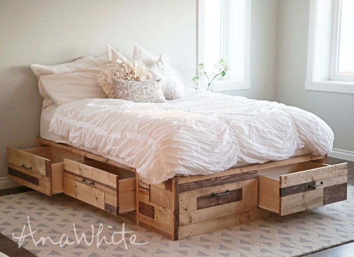 Brandy Scrap Wood Storage Bed with Drawers – QUEEN - Image 1