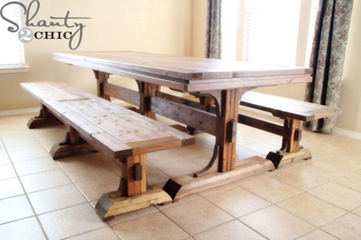 Triple Pedestal Farmhouse Table - Image 1