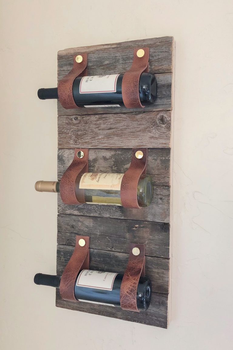 DIY Wood and Leather Wine Rack woodworking plan