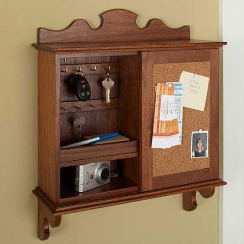 Downloadable Woodworking Project Plan to Build Sliding-Door Hideaway Wall Organizer woodworking plan