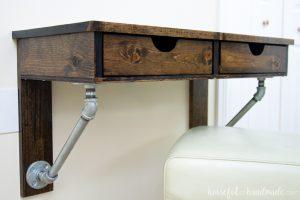 Rustic Industrial Wall Mounted Desk - Image 1